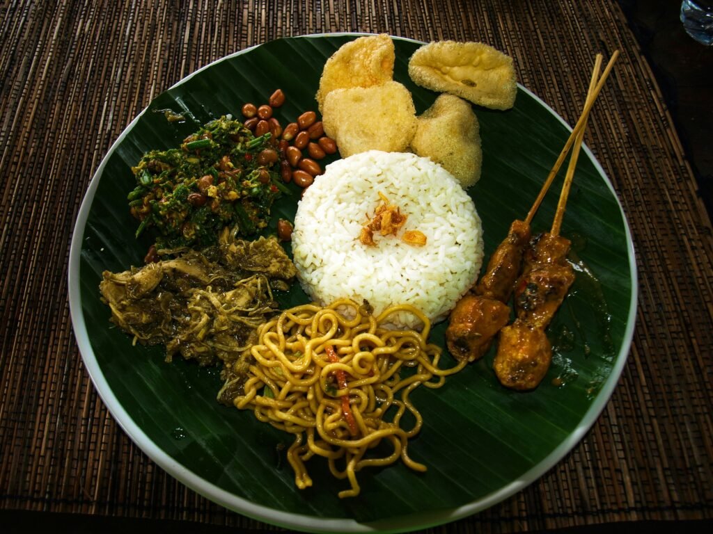 authentic Balinese Nasi Campur at a local eatery