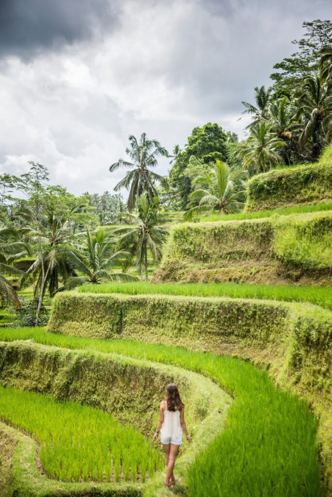 Solo traveler enjoying the scenic Tegalalang Rice Terraces in Ubud, Bali